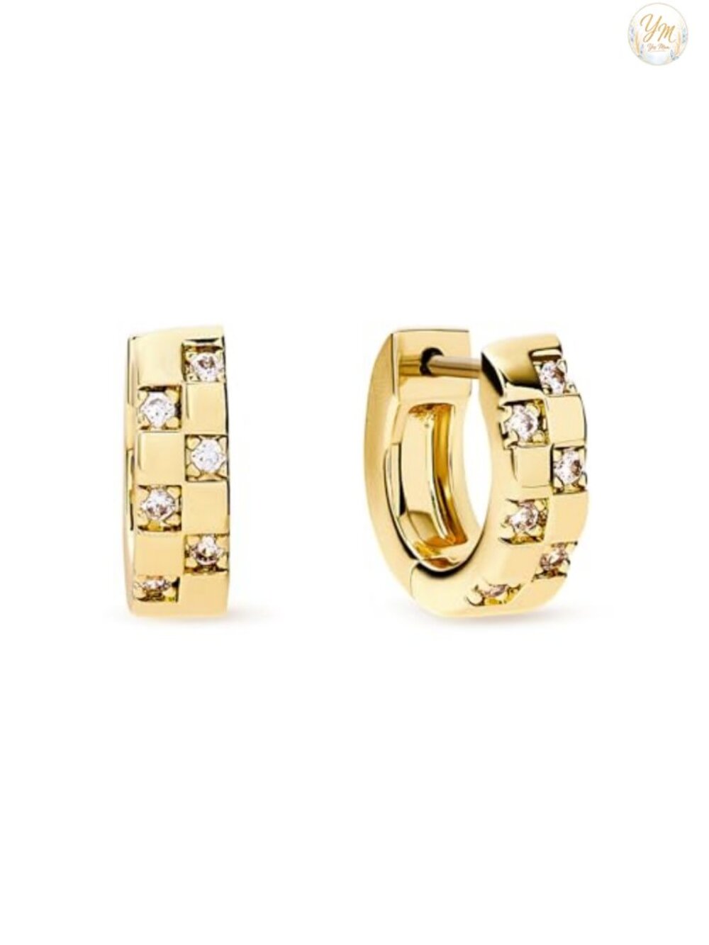 Ana Luisa Eden Huggie Hoop Earrings 14K Gold Plated Cubic Zirconia